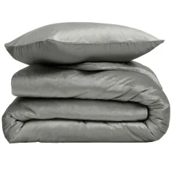 douceur d'intu017drieur Housse de couette et deux taies d'oreiller velours (240 x 220 cm) Velina Gris Anthracite New