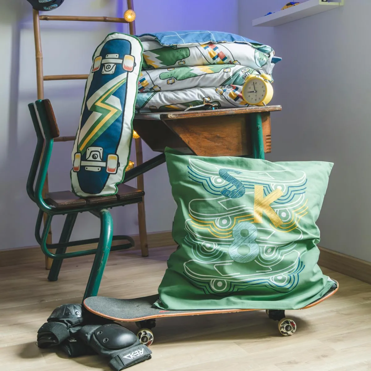 l'Effet Papillon Housse de couette et deux taies enfant coton (240 x 220 cm) California Bleu Discount