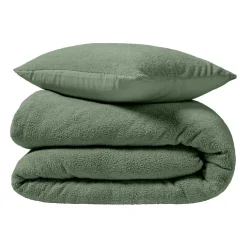 douceur d'intu017drieur Housse de couette et deux taies d'oreiller bouclette (240 x 220 cm) Helena cédre Vert Sale