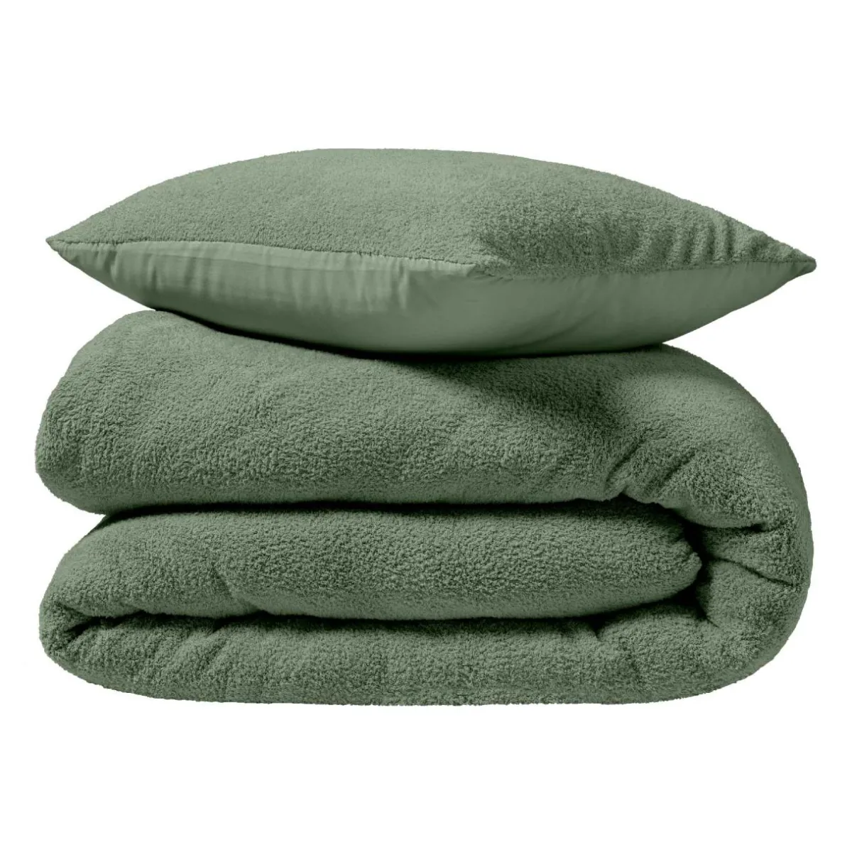 douceur d'intu017drieur Housse de couette et deux taies d'oreiller bouclette (240 x 220 cm) Helena cédre Vert Sale