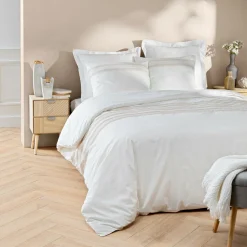 douceur d'intu017drieur Housse de couette et deux taies coton (240 x 220 cm) Opéra he Blanc Outlet