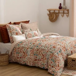 Atmosphera, cru017dateur d'intu017drieur Housse de couette et deux taies coton (240 x 220 cm) Ikat Multicolore Outlet