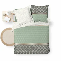 DOUCEUR D'INTERIEUR Housse de couette et deux taies percale de coton (260 x 240 cm) Belor e Vert Online
