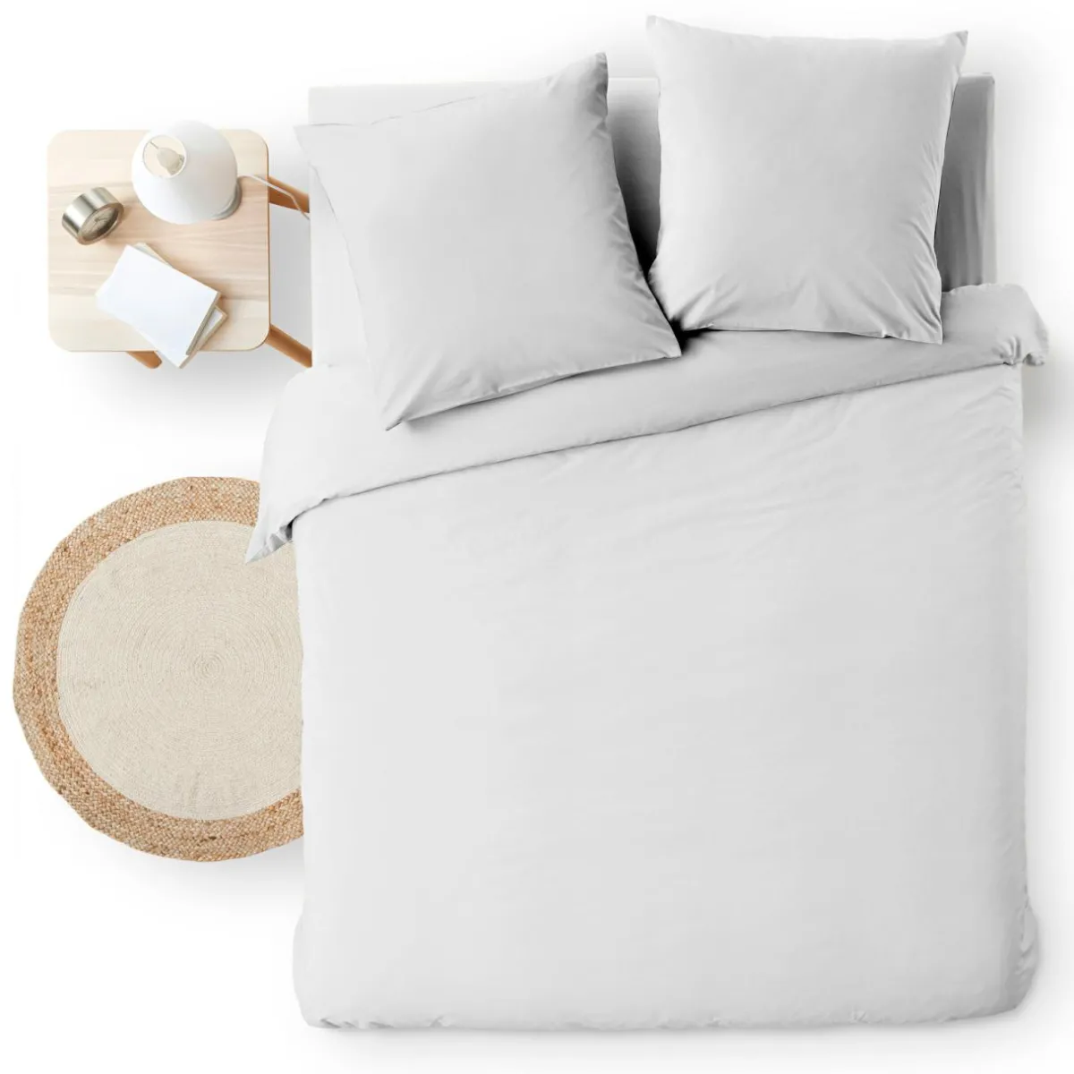 douceur d'intu017drieur Housse de couette et deux taies d'oreiller coton (260 x 240 cm) Meline Blanc Sale