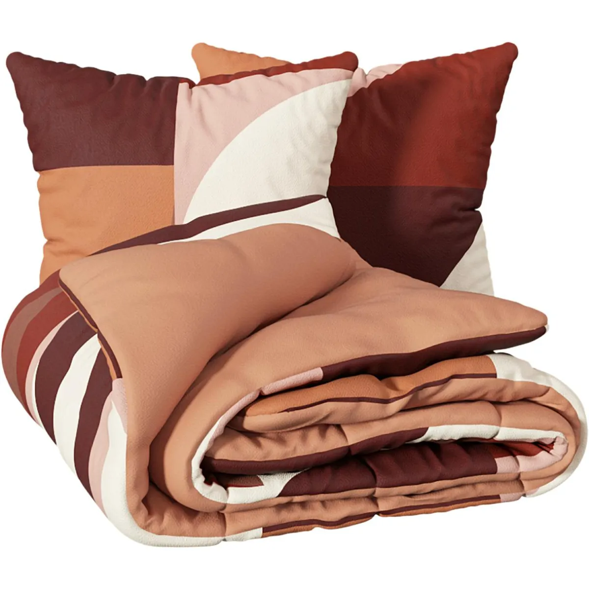 Atmosphera, cru017dateur d'intu017drieur Housse de couette et deux taies percale de coton (240 x 220 cm) Tatia Terracotta Sale