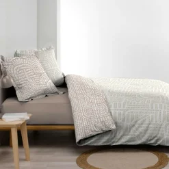 douceur d'intu017drieur Housse de couette et deux taies d'oreiller percale de coton (240 x 220 cm) Eliot Beige New
