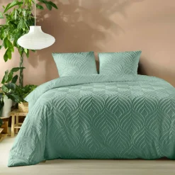 douceur d'intu017drieur Housse de couette et deux taies microfibre (240 x 220 cm) Heltie Vert sauge Outlet