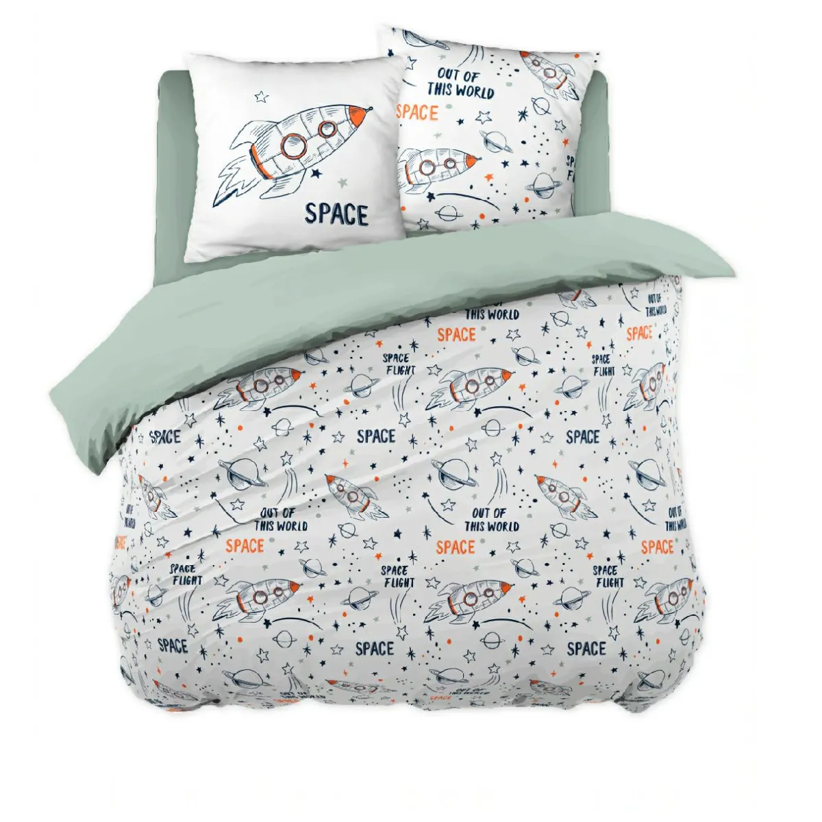 l'Effet Papillon Housse de couette et deux taies enfant coton (240 x 220 cm) Galaxie he Blanc Outlet