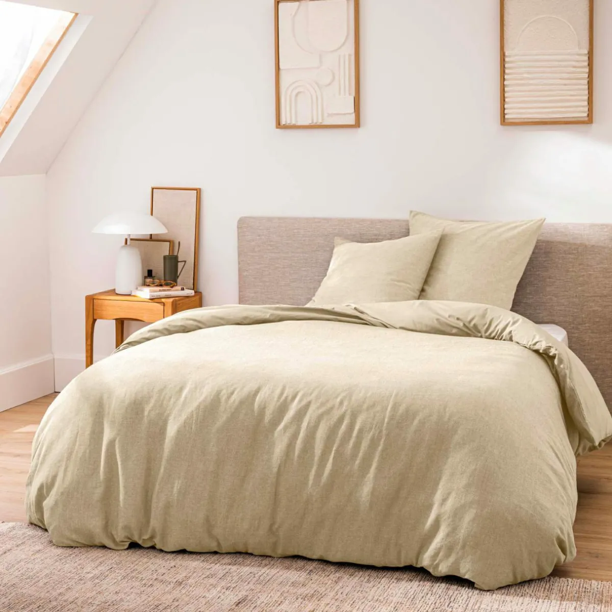 douceur d'intu017drieur Housse de couette et deux taies d'oreiller coton (240 x 220 cm) Meline sable Beige New
