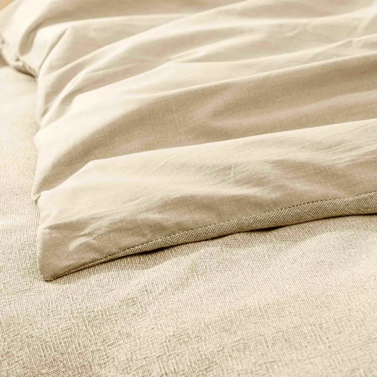 douceur d'intu017drieur Housse de couette et deux taies d'oreiller coton (240 x 220 cm) Meline sable Beige New