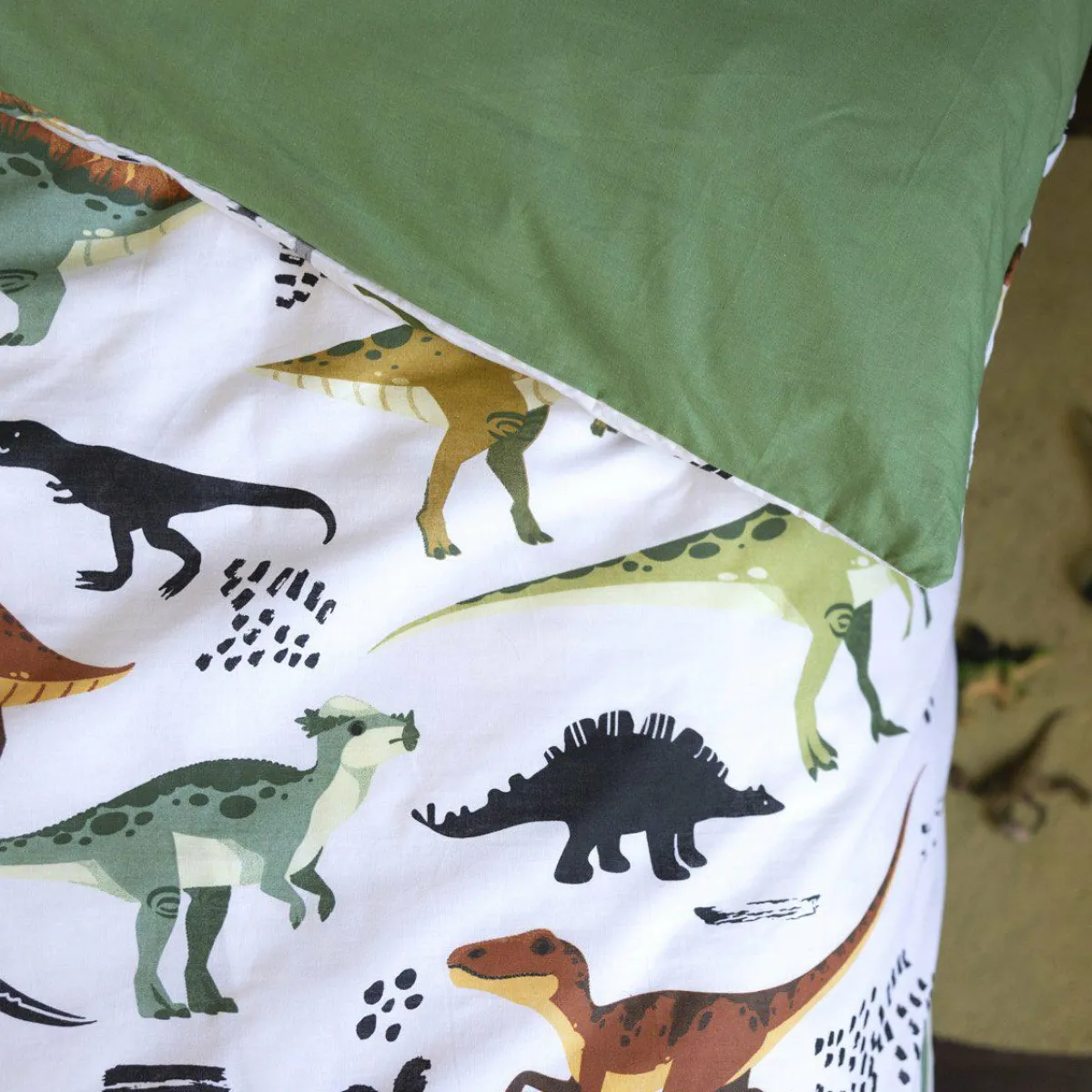 L'EFFET PAPILLON Housse de couette et une taie enfant coton (140 x 200 cm) Cretace e Vert Online