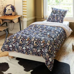 L'EFFET PAPILLON Housse de couette et une taie enfant coton (140 x 200 cm) Forêt enchantée Multicolore Sale