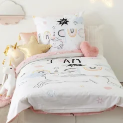 Atmosphera createur d'interieur for kids Housse de couette et une taie enfant coton (140 x 200 cm) Licorne Rose Best