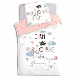 Atmosphera createur d'interieur for kids Housse de couette et une taie enfant coton (140 x 200 cm) Licorne Rose Best