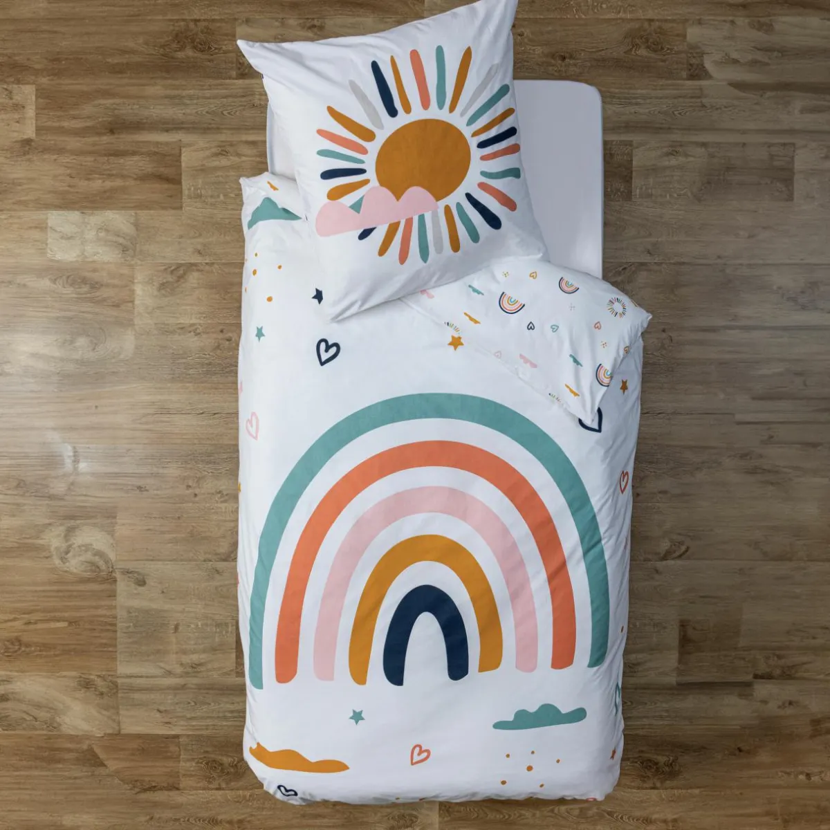 ATMOSPHERA Housse de couette et une taie enfant coton (140 x 200 cm) Arc-en-ciel Multicolore Best