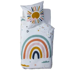 ATMOSPHERA Housse de couette et une taie enfant coton (140 x 200 cm) Arc-en-ciel Multicolore Best