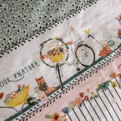 L'EFFET PAPILLON Housse de couette et une taie enfant coton (140 x 200 cm) Jardinage Multicolore Hot