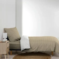 douceur d'intu017drieur Housse de couette et une taie d'oreiller en coton (140 x 200 cm) Cadria Blanc Sale