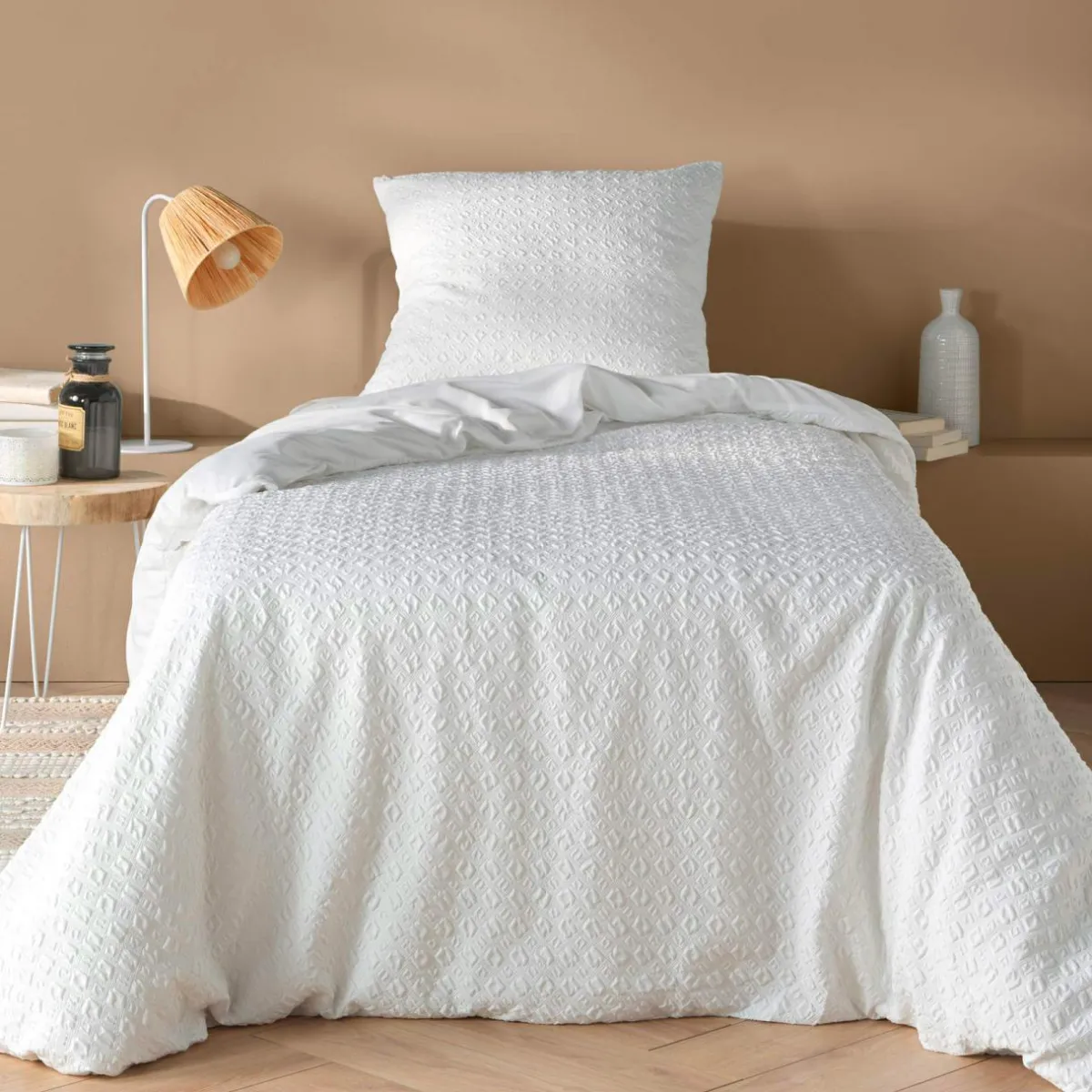 douceur d'intu017drieur Housse de couette et une taie d'oreiller microfibre gaufrée (140 x 200 cm) Litea Blanc Online