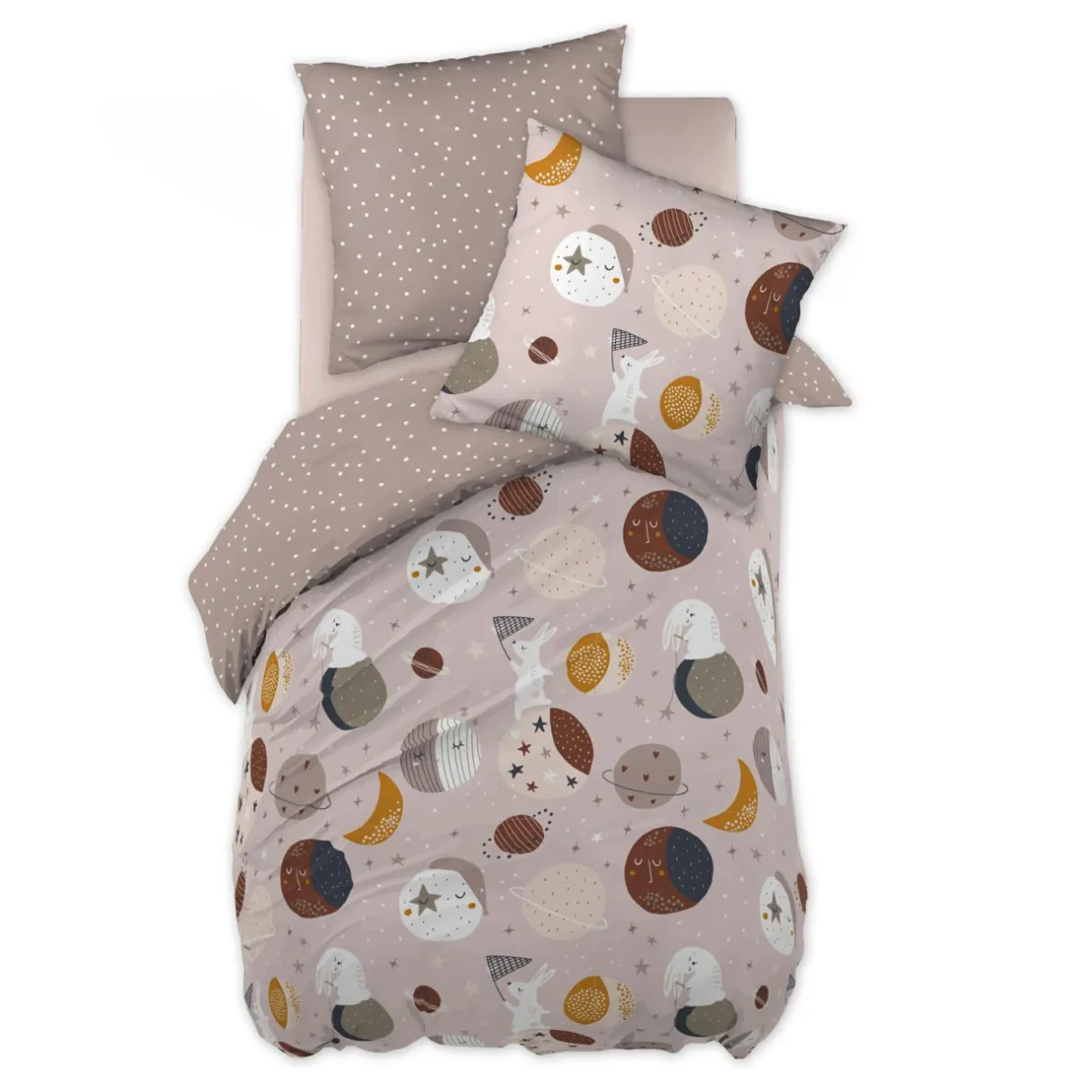 L'effet papillon Housse de couette et une taie enfant coton (140 x 200 cm) Sky Dream Rose Outlet