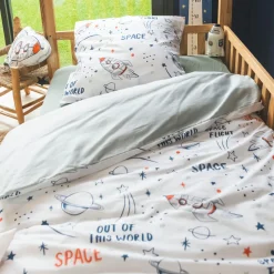 l'Effet Papillon Housse de couette et une taie enfant coton (140 x 200 cm) Galaxie he Blanc