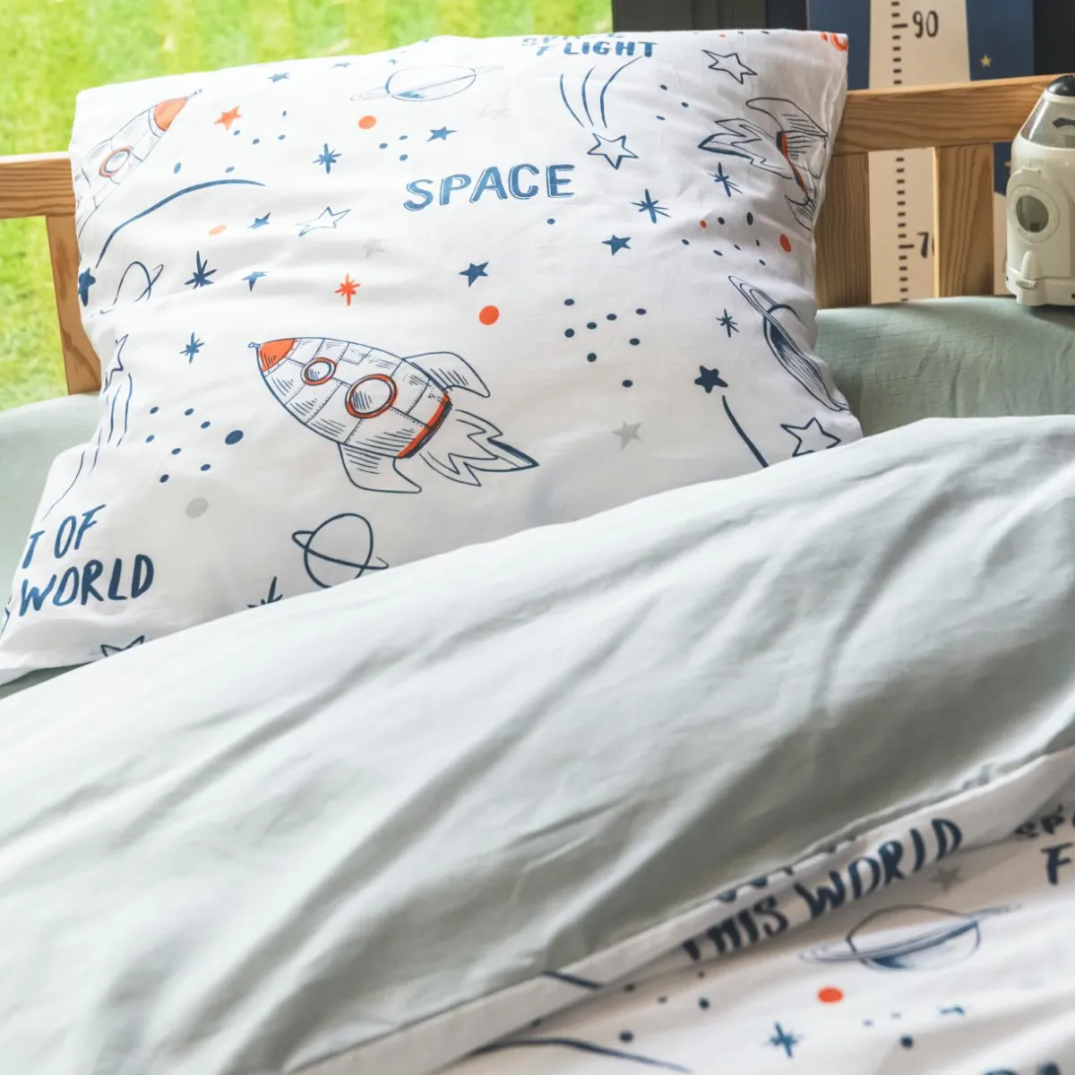 l'Effet Papillon Housse de couette et une taie enfant coton (140 x 200 cm) Galaxie he Blanc