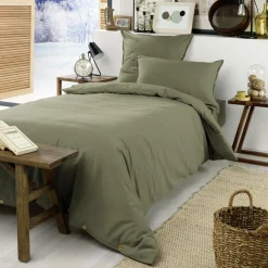 EMINZA Housse de couette flanelle de coton (140 x 200 cm) Nina Vert romarin Online