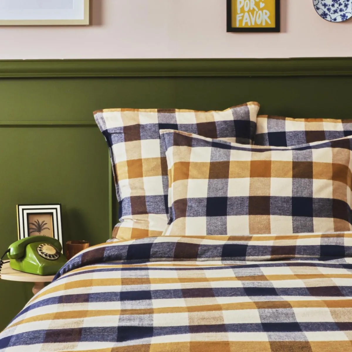EMINZA Housse de couette flanelle de coton (140 x 200 cm) Nina carreaux Multicolore Carreau Multicolore Clearance