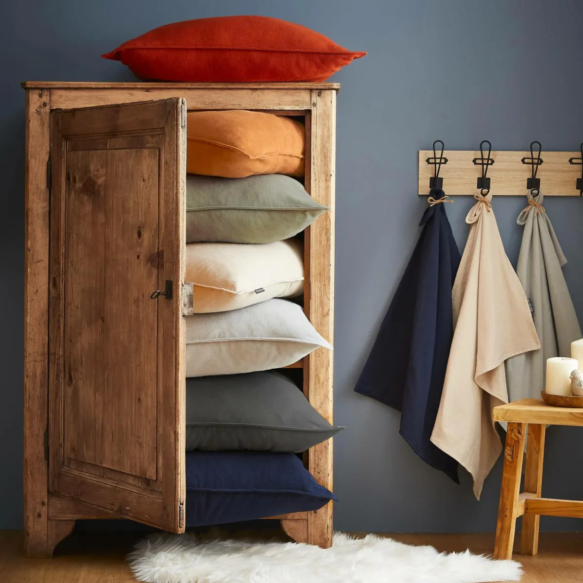 EMINZA Housse de couette flanelle de coton (240 x 220 cm) Nina Bleu nuit Best