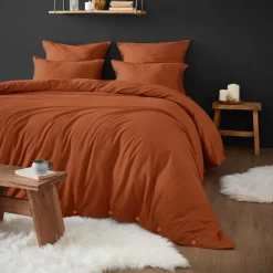 EMINZA Housse de couette flanelle de coton (280 x 240 cm) Nina Terracotta Online