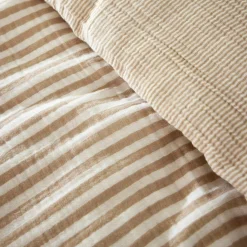EMINZA Housse de couette gaze de coton (260 x 240 cm) Gaïa rayures Ficelle Rayure Ficelle Sale