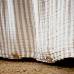 EMINZA Housse de couette gaze de coton (260 x 240 cm) Gaïa rayures Ficelle Rayure Ficelle Sale