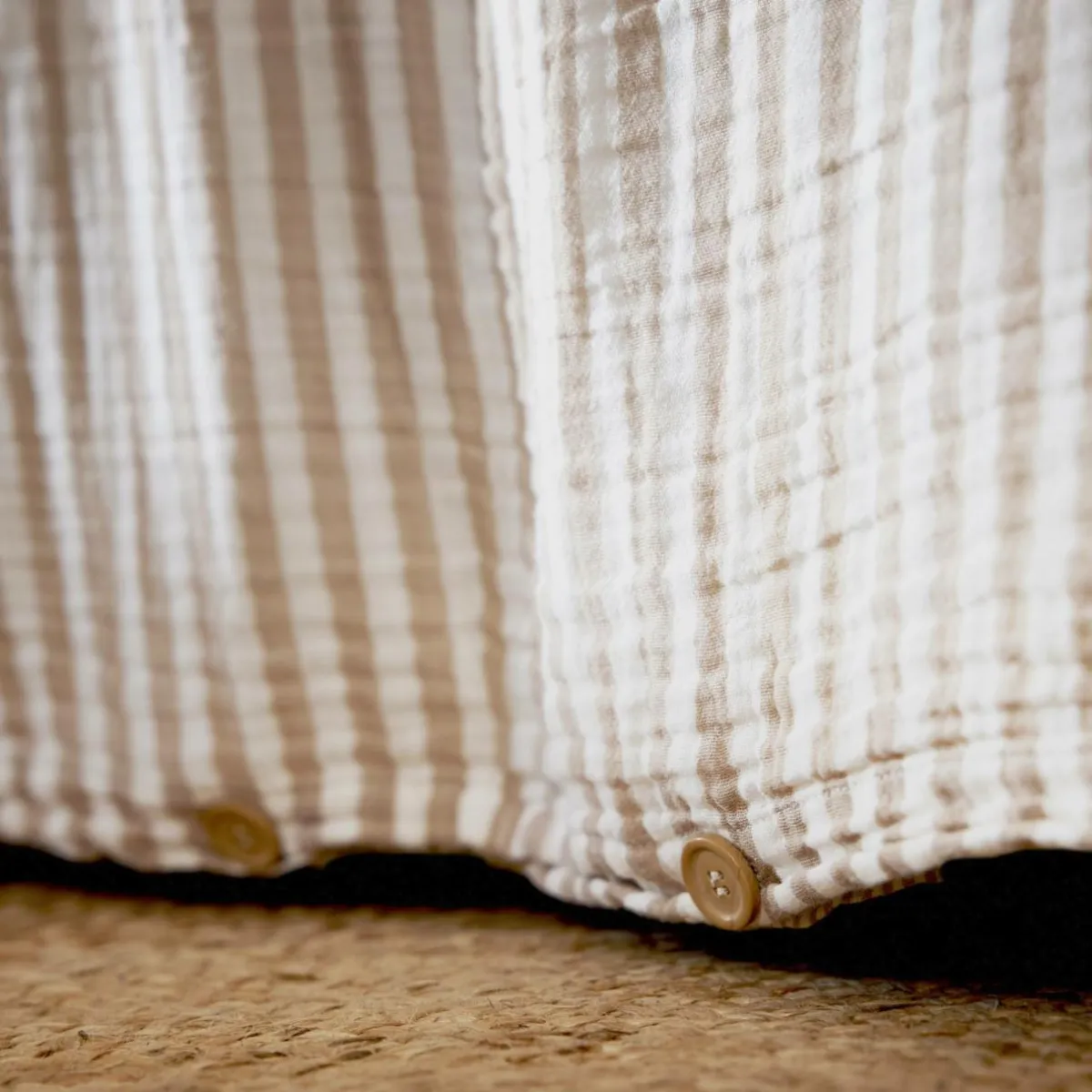 EMINZA Housse de couette gaze de coton (260 x 240 cm) Gaïa rayures Ficelle Rayure Ficelle Sale