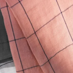 EMINZA Housse de couette gaze de coton (240 x 220 cm) Gaïa Match Rose Pêche Sale