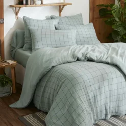 EMINZA Housse de couette gaze de coton (240 x 220 cm) Gaïa Match Vert Eucalyptus Clearance
