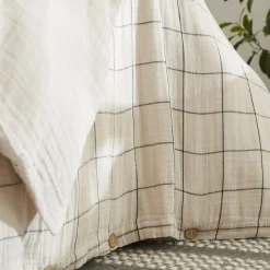 EMINZA Housse de couette gaze de coton (200 x 200 cm) Gaïa Match pampa Beige