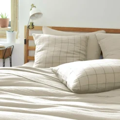 EMINZA Housse de couette gaze de coton (200 x 200 cm) Gaïa Match pampa Beige
