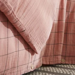 EMINZA Housse de couette gaze de coton (200 x 200 cm) Gaïa Match Rose Pêche Outlet
