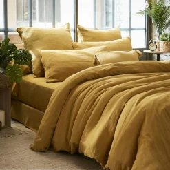 EMINZA Housse de couette gaze de coton (200 x 200 cm) Gaïa Jaune safran Hot