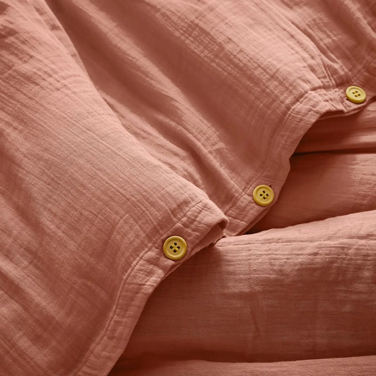 EMINZA Housse de couette gaze de coton (260 x 240 cm) Gaïa Rose Pêche Hot