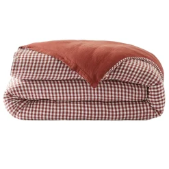 EMINZA Housse de couette gaze de coton (200 x 200 cm) Gaïa vichy Terracotta Outlet