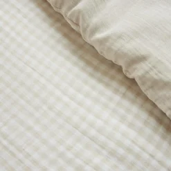 EMINZA Housse de couette gaze de coton (260 x 240 cm) Gaïa vichy Beige Hot