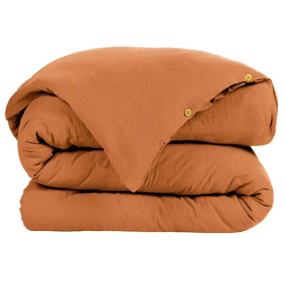 EMINZA Housse de couette gaze de coton (140 x 200 cm) Gaïa Abricot Discount