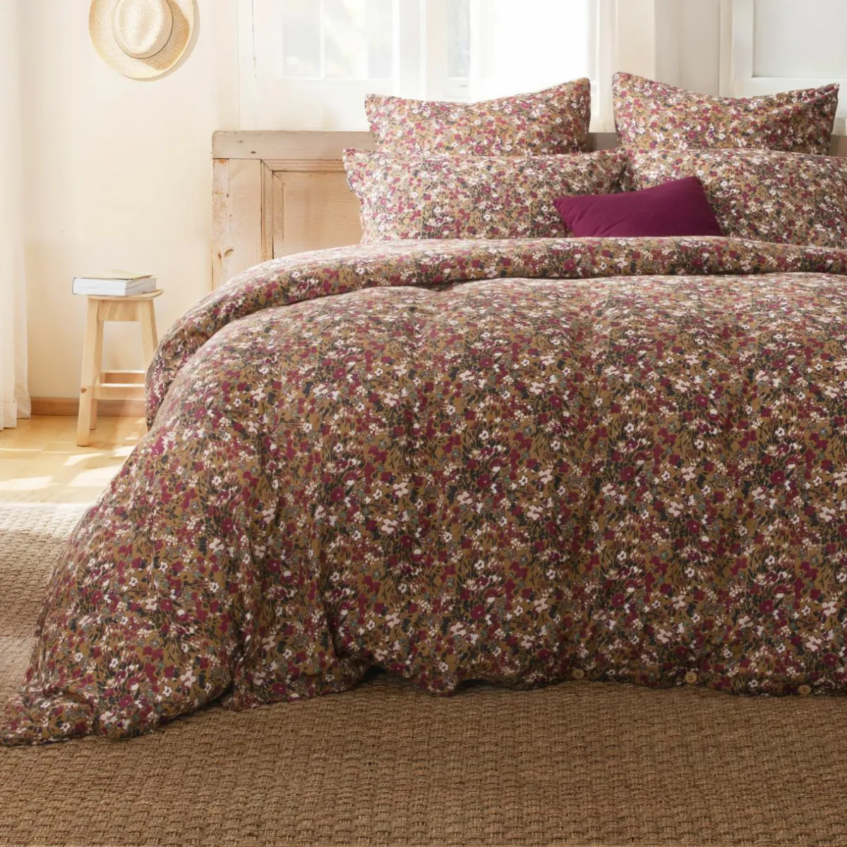 EMINZA Housse de couette gaze de coton (240 x 220 cm) Constance Camel Clearance