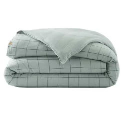 EMINZA Housse de couette gaze de coton (140 x 200 cm) Gaïa Match Vert Eucalyptus Outlet