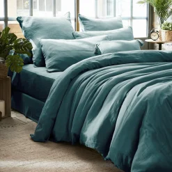 EMINZA Housse de couette gaze de coton (200 x 200 cm) Gaïa Bleu canard Clearance