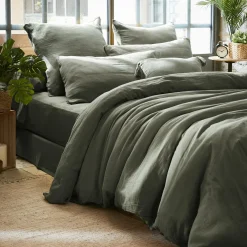 EMINZA Housse de couette gaze de coton (260 x 240 cm) Gaïa Vert romarin Outlet