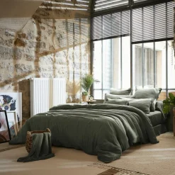 EMINZA Housse de couette gaze de coton (260 x 240 cm) Gaïa Vert romarin Outlet