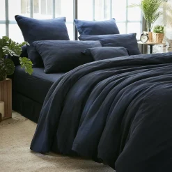 EMINZA Housse de couette gaze de coton (280 x 240 cm) Gaïa Bleu nuit