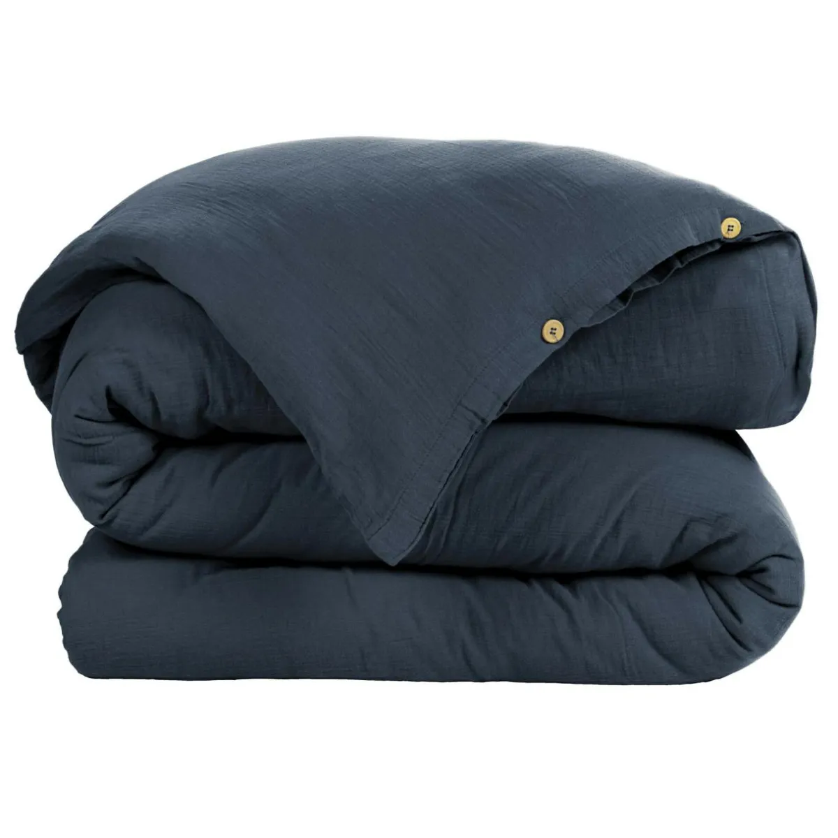 EMINZA Housse de couette gaze de coton (280 x 240 cm) Gaïa Bleu nuit